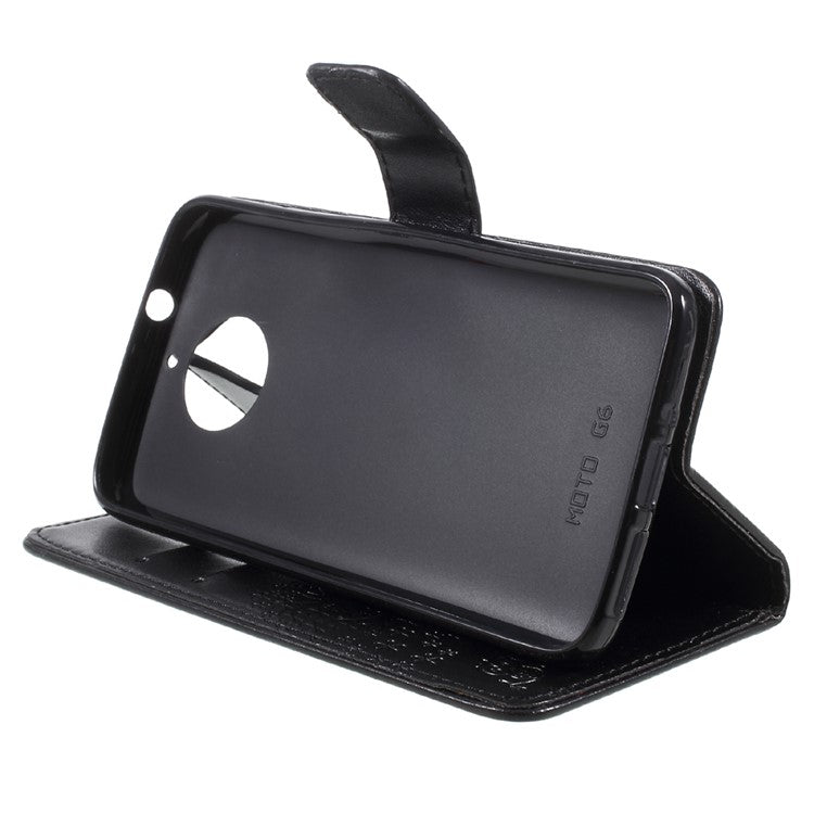 Imprint Tree Owl Magnetic Wallet PU Leather Stand Case for Motorola Moto G5S - Black