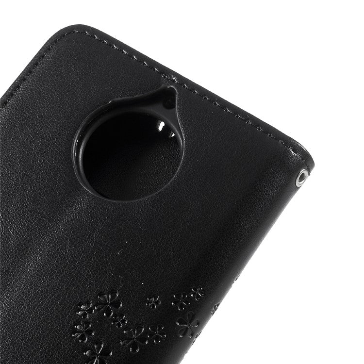 Imprint Tree Owl Magnetic Wallet PU Leather Stand Case for Motorola Moto G5S - Black