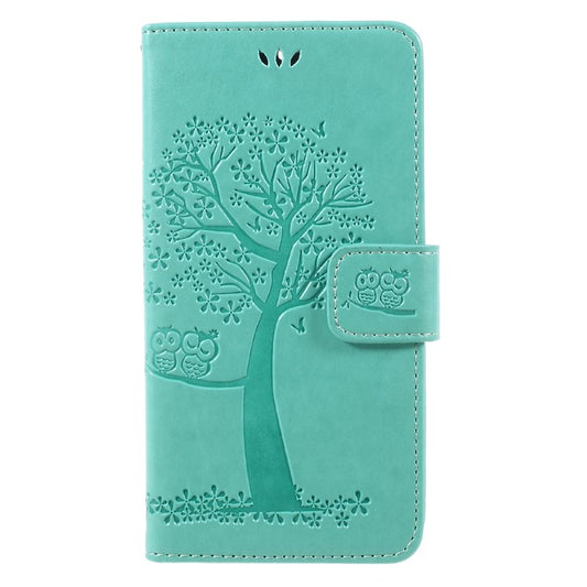 Imprint Tree Owl Magnetic Wallet PU Leather Stand Cell Phone Cover for Motorola Moto G5S - Green