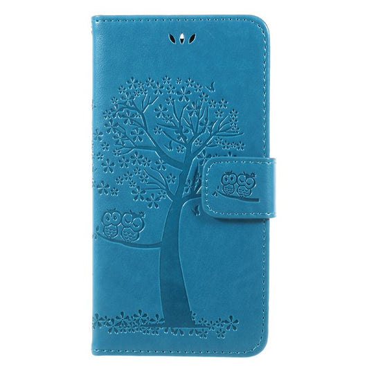 Imprint Tree Owl Magnetic Wallet PU Leather Stand Cover for Motorola Moto G5S - Blue
