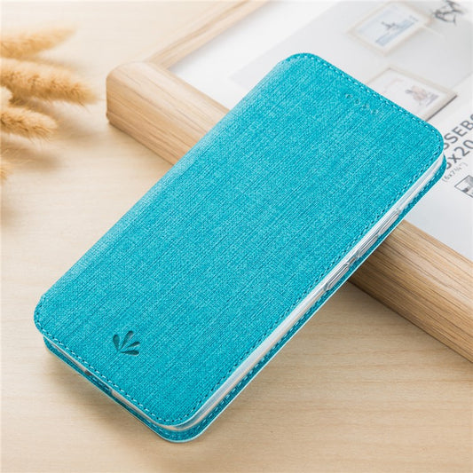 VILI DMX Cross Texture Card Holder Leather Stand Mobile Phone Cover for Motorola Moto E5/Moto G6 Play - Blue
