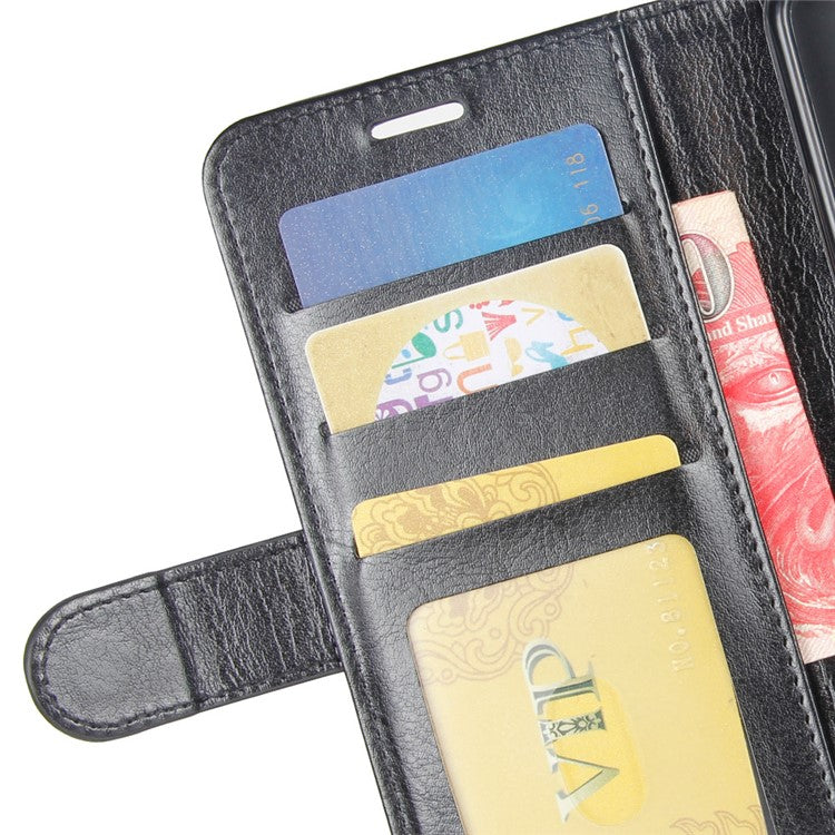 Crazy Horse Leather Stand Wallet Phone Case for Motorola Moto G6 Plus - Black