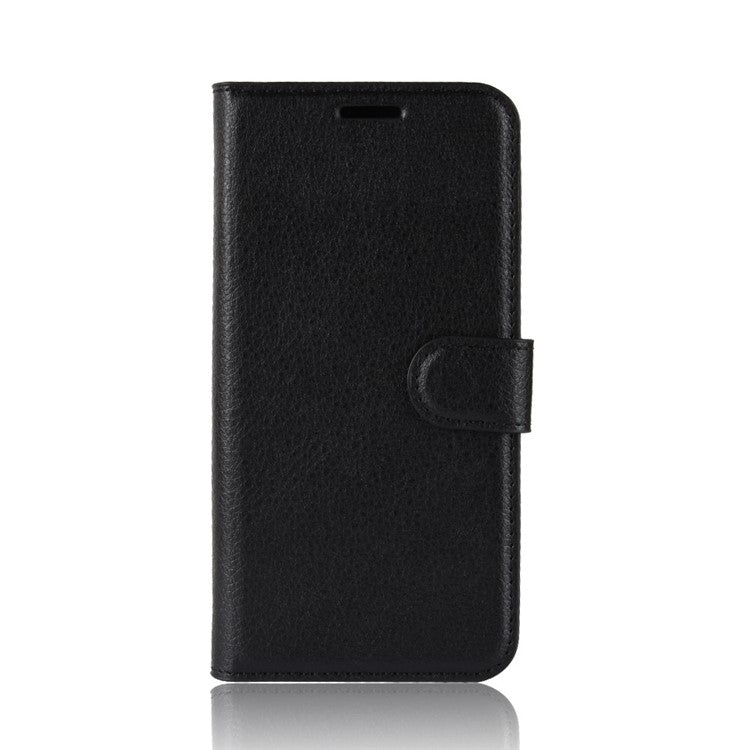 Litchi Texture Wallet Stand Leather Flip Casing for Motorola Moto G6 Plus - Black