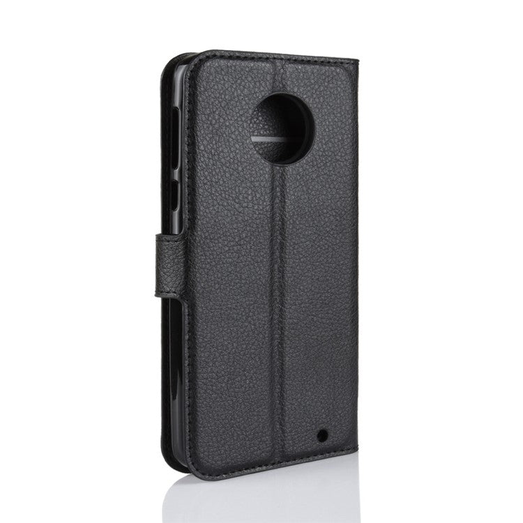 Litchi Texture Wallet Stand Leather Flip Casing for Motorola Moto G6 Plus - Black