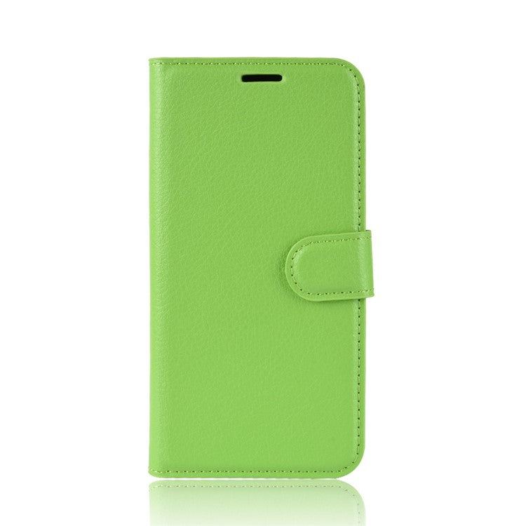Litchi Texture Wallet Stand Leather Mobile Casing for Motorola Moto G6 Plus - Green