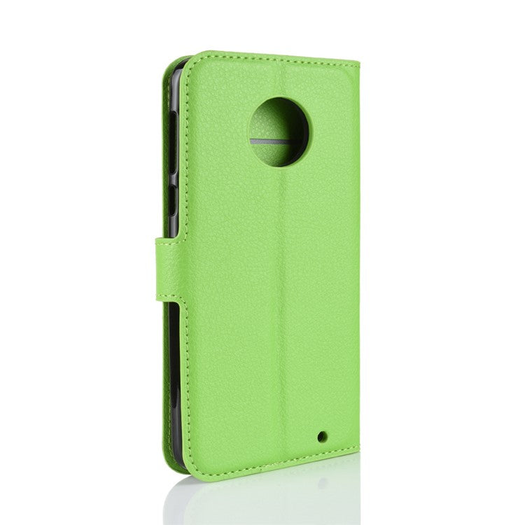 Litchi Texture Wallet Stand Leather Mobile Casing for Motorola Moto G6 Plus - Green