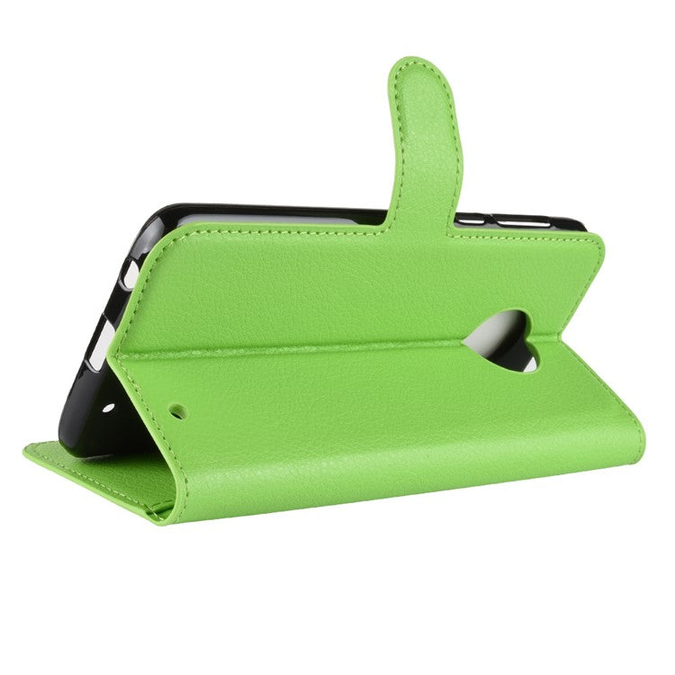 Litchi Texture Wallet Stand Leather Mobile Casing for Motorola Moto G6 Plus - Green