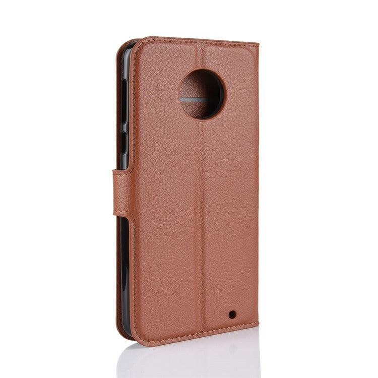 Litchi Texture Wallet Stand Leather Protective Shell for Motorola Moto G6 Plus - Brown