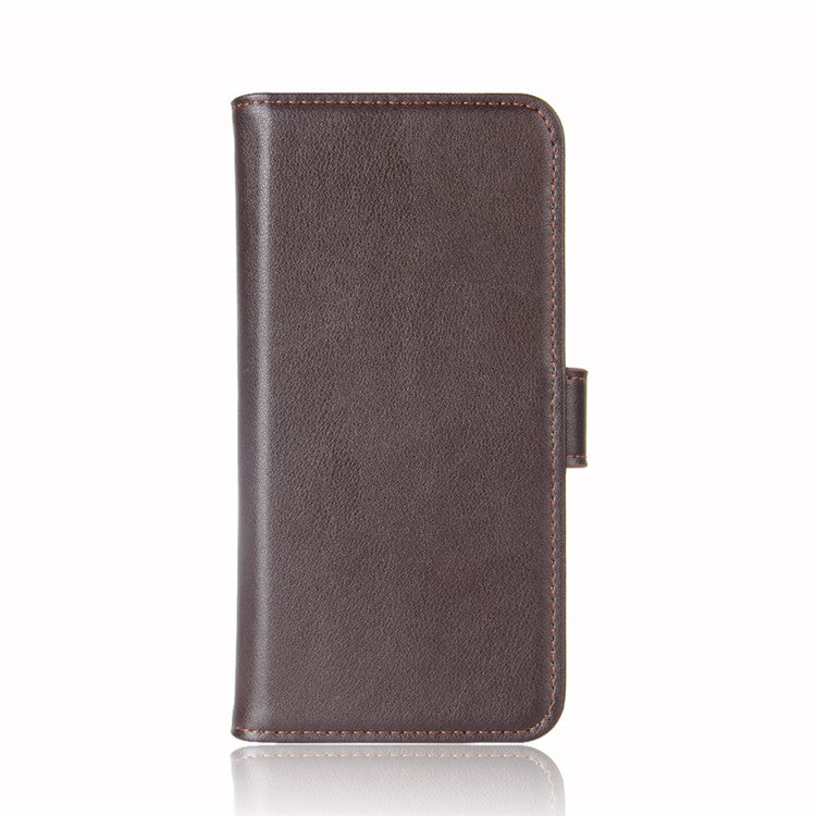 Genuine Split Leather Flip Stand Wallet Protection Shell for Motorola Moto E5 - Brown