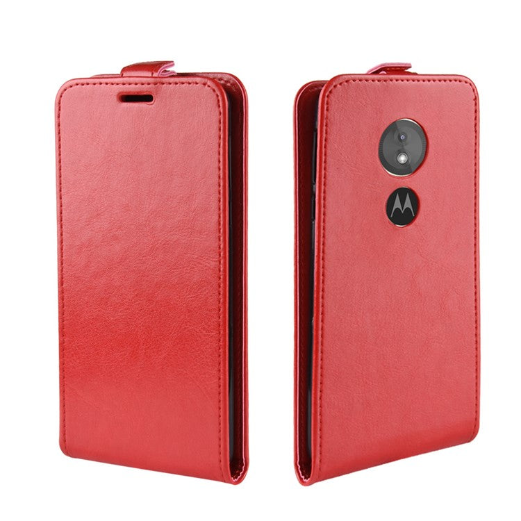 Crazy Horse Vertical Flip Card Holder Leather Shell for Motorola Moto E5/Moto G6 Play - Red