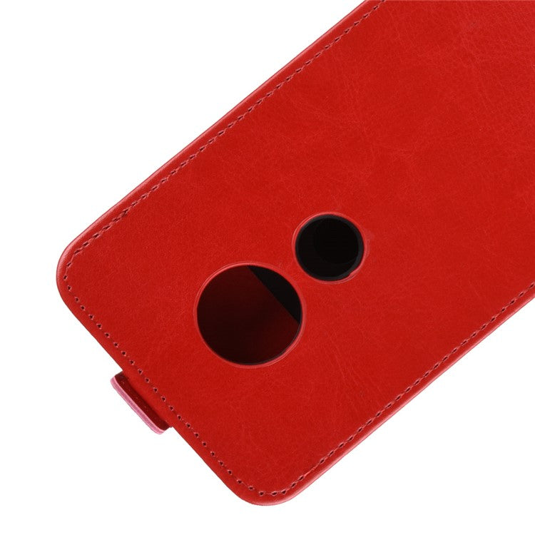 Crazy Horse Vertical Flip Card Holder Leather Shell for Motorola Moto E5/Moto G6 Play - Red