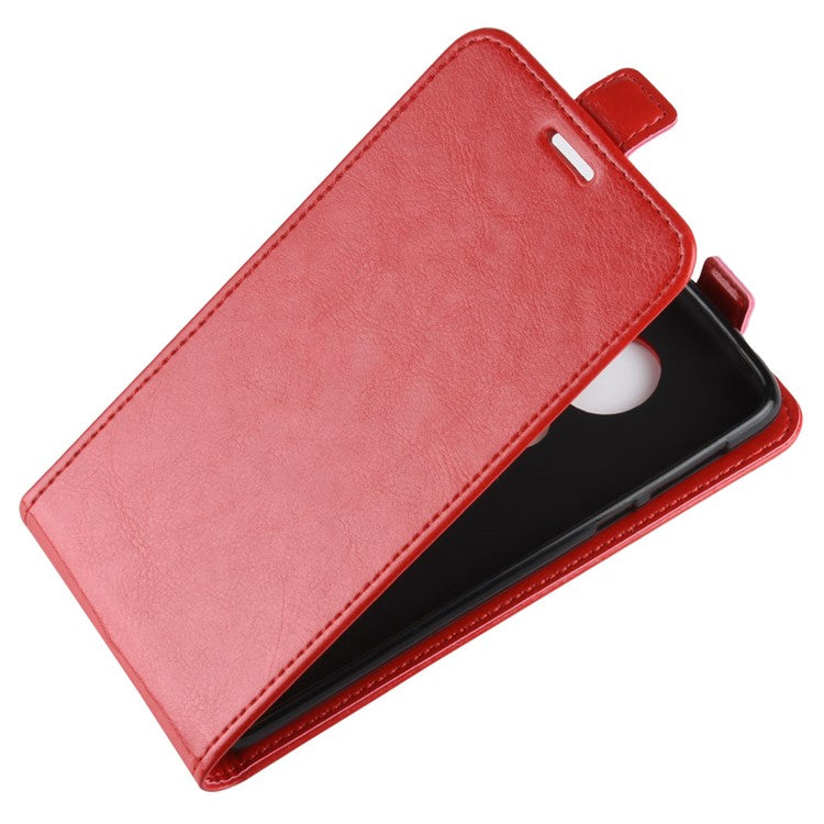 Crazy Horse Vertical Flip Card Holder Leather Shell for Motorola Moto E5/Moto G6 Play - Red