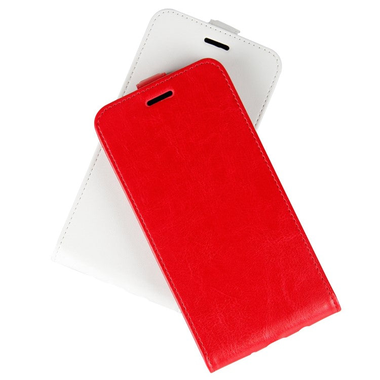 Crazy Horse Vertical Flip Card Holder Leather Shell for Motorola Moto E5/Moto G6 Play - Red