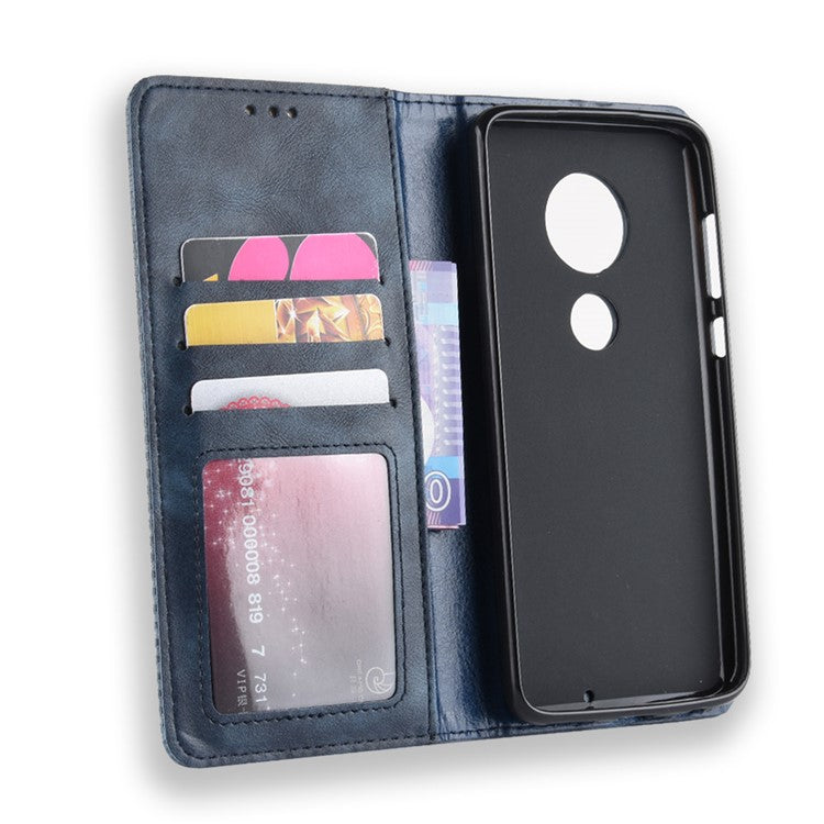 Vintage Style Auto-absorbed Leather Mobile Casing for Motorola Moto G7 / G7 Plus - Blue