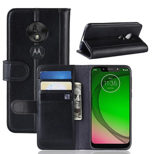 Split Leather Protection Phone Case Cover for Motorola Moto G7 Play (EU Version) - Black