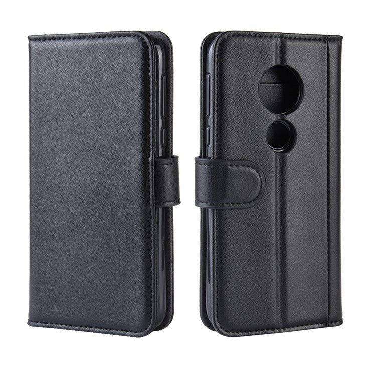 Split Leather Protection Phone Case Cover for Motorola Moto G7 Play (EU Version) - Black