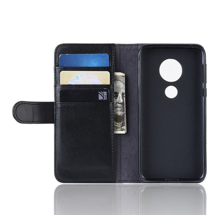 Split Leather Protection Phone Case Cover for Motorola Moto G7 Play (EU Version) - Black