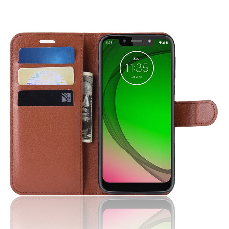 Litchi Skin PU Leather Protection Mobile Phone Cover for Motorola Moto G7 Play (EU Version) - Brown