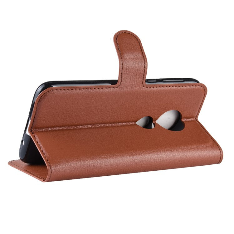 Litchi Skin PU Leather Protection Mobile Phone Cover for Motorola Moto G7 Play (EU Version) - Brown
