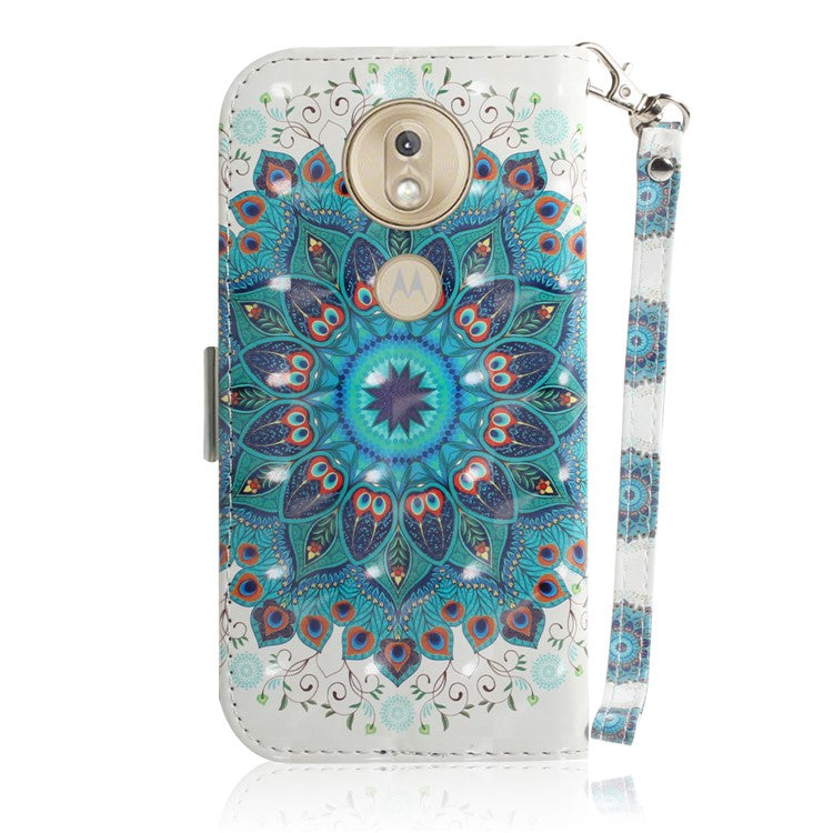Pattern Printing Light Spot Decor Leather Wallet Case for Motorola Moto G7 Play - Blue Flower