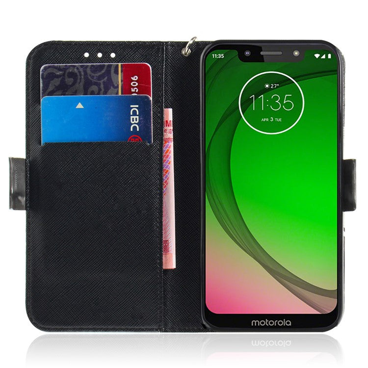Pattern Printing Light Spot Decor Leather Wallet Case for Motorola Moto G7 Play - Blue Flower