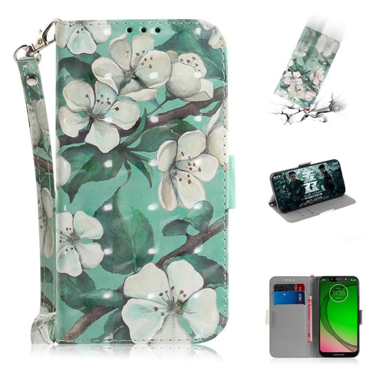 Pattern Printing Light Spot Decor Leather Wallet Case for Motorola Moto G7 Play - Beautiful Flowers