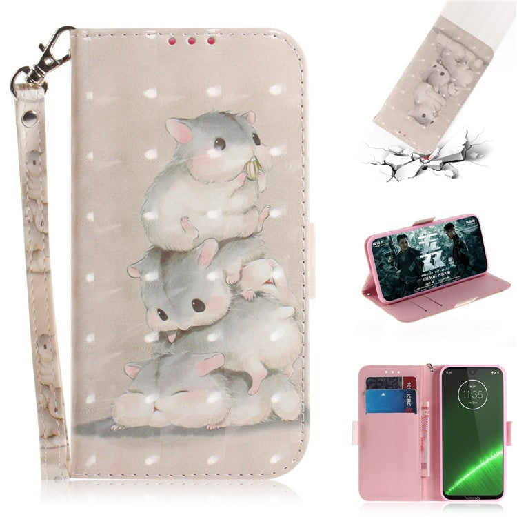 Pattern Printing Light Spot Decor Leather Wallet Case for Motorola Moto G7 / G7 Plus - Mouse Pattern