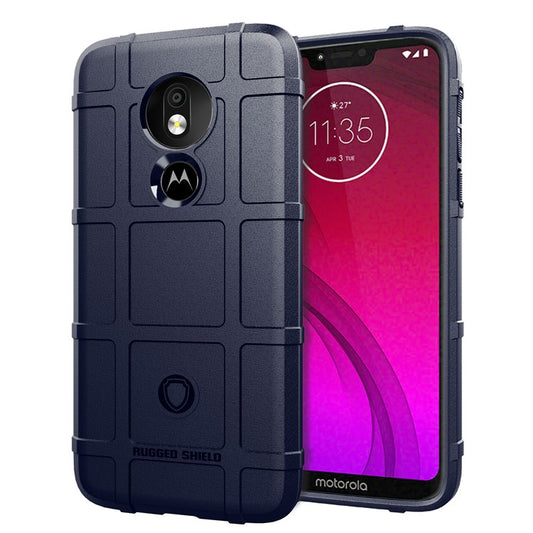 Rugged Square Grid Texture Anti-shock TPU Phone Cover for Motorola Moto G7 Power (EU Version) - Blue