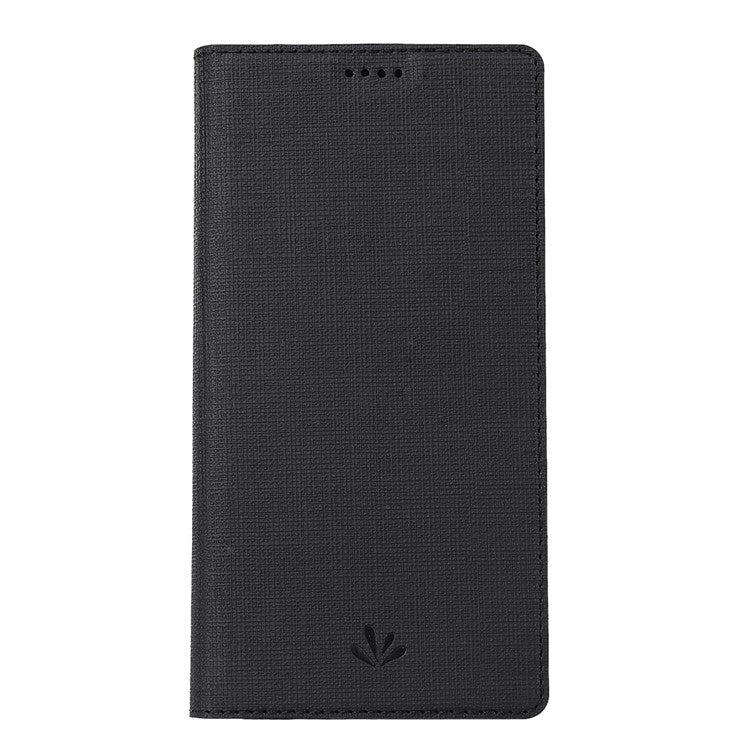 VILI DMX Cross Texture Leather Stand Case with Card Slot for Motorola One Vision / P50 - Black
