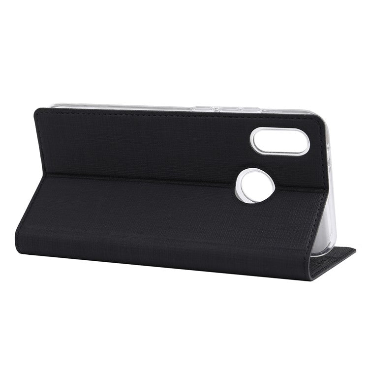 VILI DMX Cross Texture Leather Stand Case with Card Slot for Motorola One Vision / P50 - Black