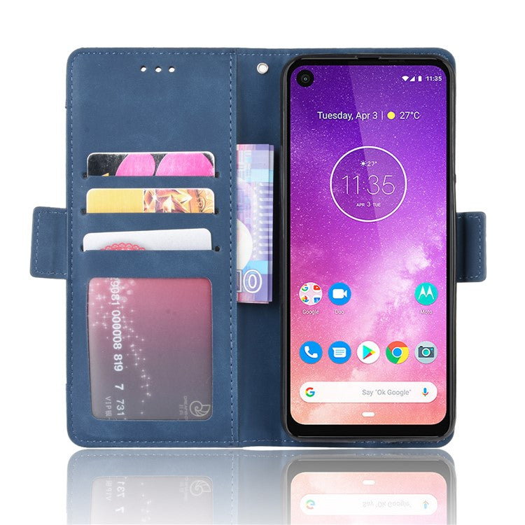 Wallet Leather Stand Case for Motorola One Vision / P50 - Blue