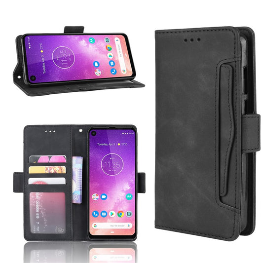 Wallet Leather Stand Case for Motorola One Vision / P50 - Black