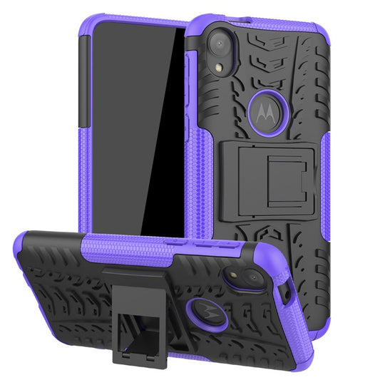 Stylish PC + TPU Cell Shell with Kickstand for Motorola Moto E6 - Purple