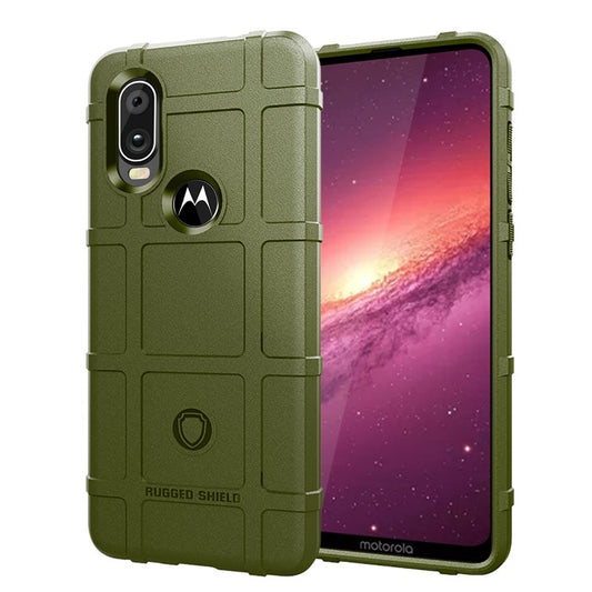 Rugged Square Grid Skin Anti-shock TPU Shell for Motorola One Action / P40 Power - Green