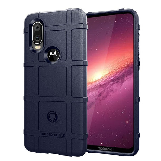 Rugged Square Grid Skin Anti-shock TPU Shell for Motorola One Action / P40 Power - Blue