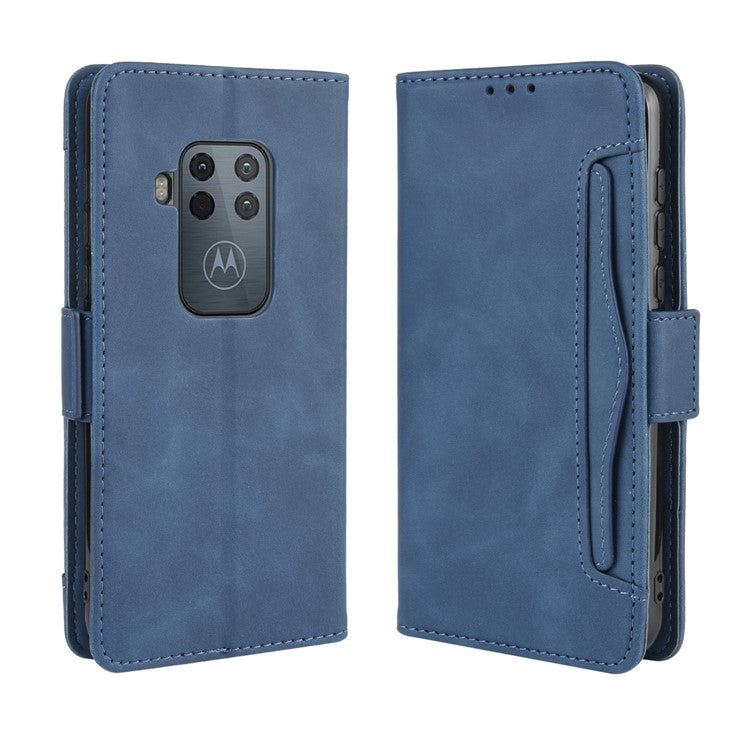Wallet Leather Stand Case for Motorola One Zoom - Blue