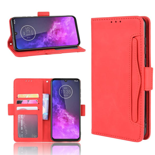 Wallet Leather Stand Case for Motorola One Zoom - Red