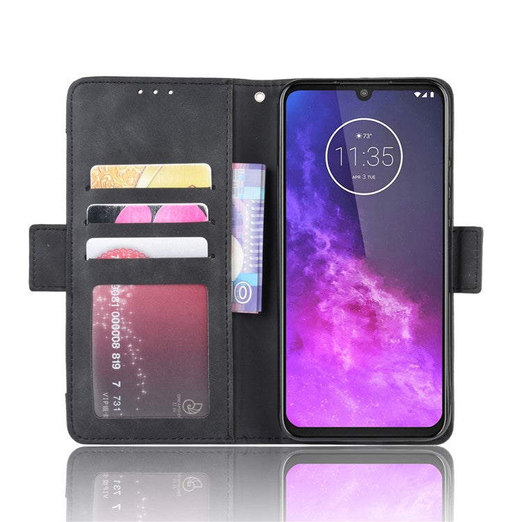 Wallet Leather Stand Case for Motorola One Zoom - Black