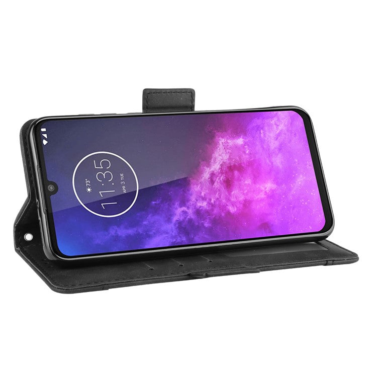 Wallet Leather Stand Case for Motorola One Zoom - Black