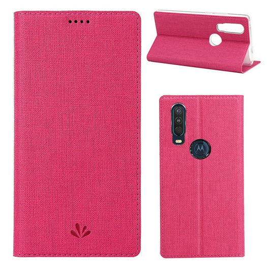 For Motorola One Action VILI DMX Cross Style Leather Stand Shell - Rose