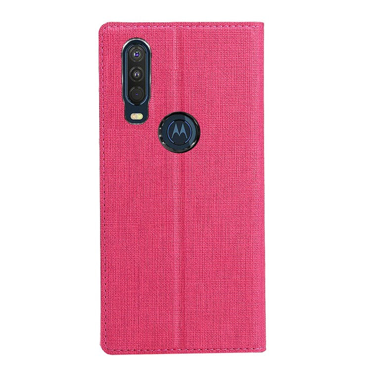 For Motorola One Action VILI DMX Cross Style Leather Stand Shell - Rose