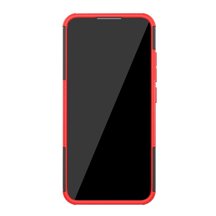 Anti-slip PC + TPU Combo Case with Kickstand for Motorola Moto E6 Plus - Red