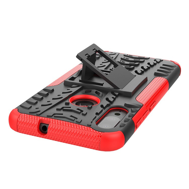 Anti-slip PC + TPU Combo Case with Kickstand for Motorola Moto E6 Plus - Red