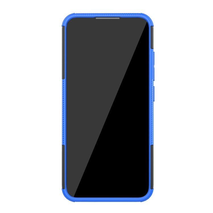 Anti-slip PC + TPU Combo Case with Kickstand for Motorola Moto E6 Plus - Blue
