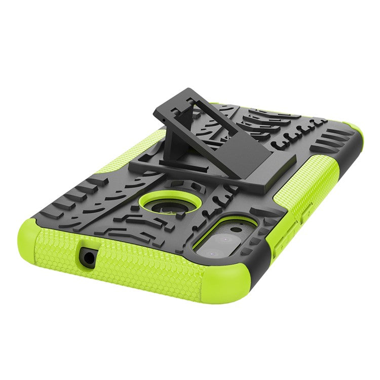 Anti-slip PC + TPU Combo Case with Kickstand for Motorola Moto E6 Plus - Green