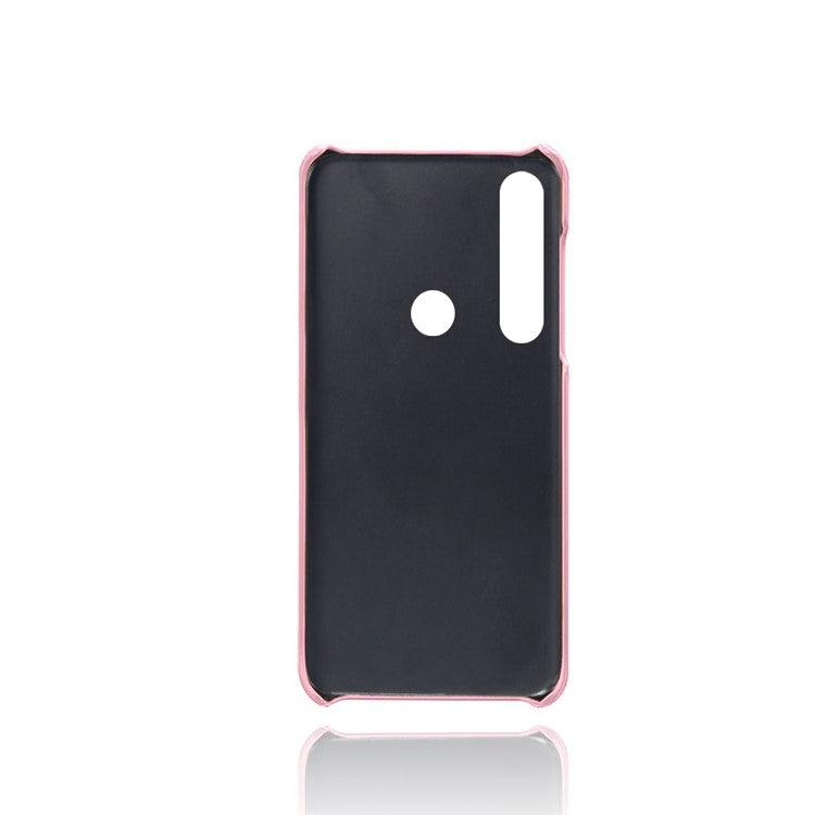 KSQ Double Card Slots PU Leather Coated Hard PC Case for Motorola Moto G8 Plus - Rose Gold