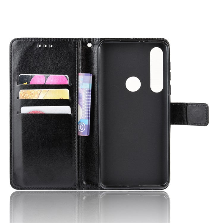 Crazy Horse Magnetic Leather Stand Case for Motorola Moto G8 Plus - Black