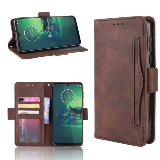 Wallet Stand Leather Protective Phone Case with Multiple Card Slots for Motorola Moto G8 Plus - Brown