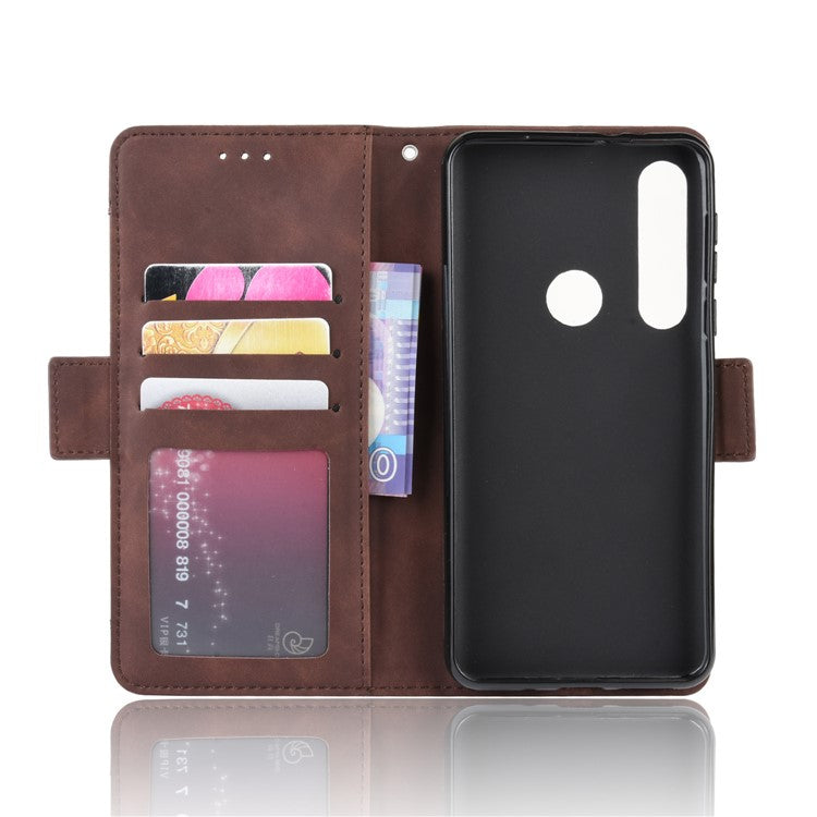 Wallet Stand Leather Protective Phone Case with Multiple Card Slots for Motorola Moto G8 Plus - Brown
