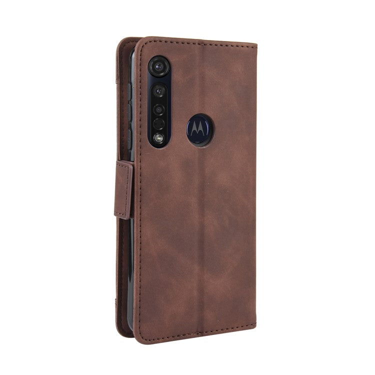 Wallet Stand Leather Protective Phone Case with Multiple Card Slots for Motorola Moto G8 Plus - Brown